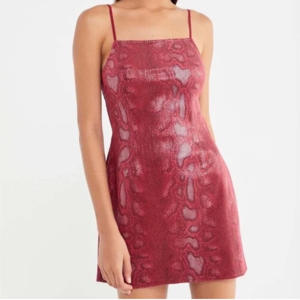 Urban Outfitters Faux Snakeskin Red Mini Dress
